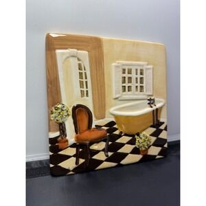 Winterle Olson Bathroom Ceramic Art Tile‎ Whimsical Scene Wall Decor Signed